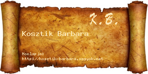 Kosztik Barbara névjegykártya